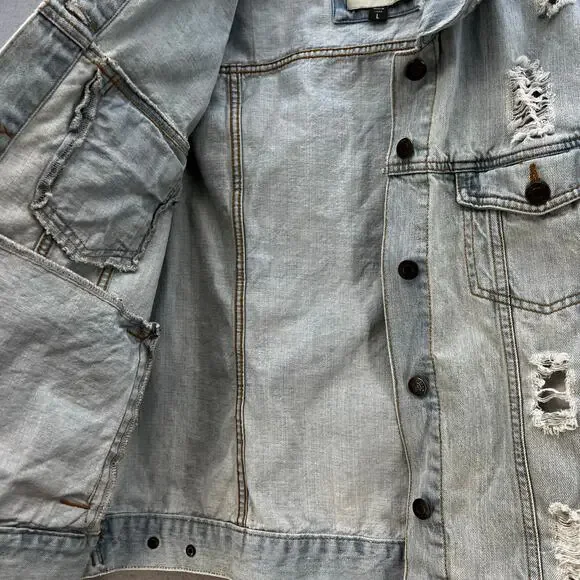 Ashley Vintage Charm Jean Jacket Women's Large Light Blue Distressed Western - Picture 3 of 11